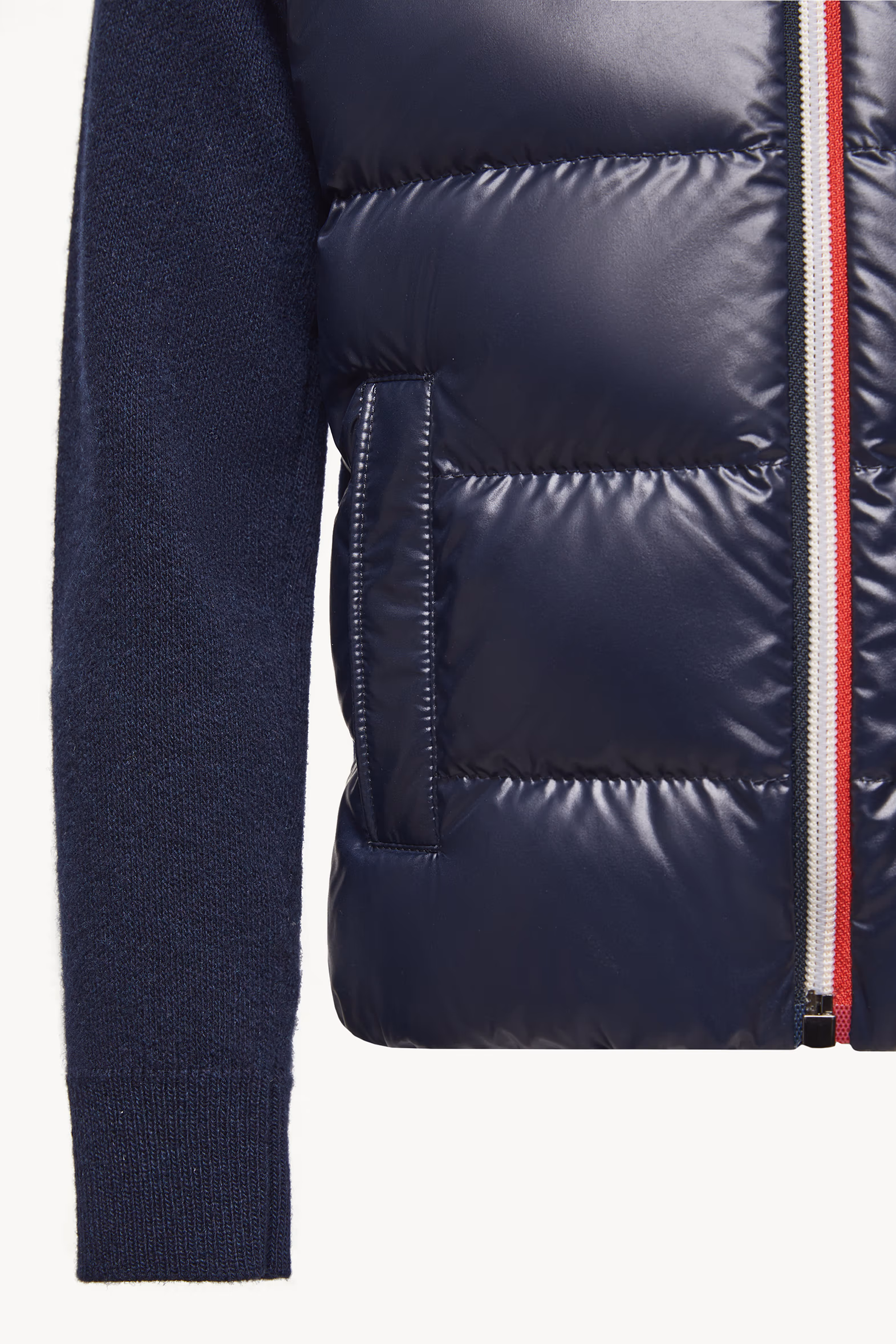 Padded Wool Zip-Up Cardigan Boy Dark Blue Moncler 5